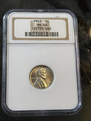 NGC CERTIFIED 1943-P MS66 LINCOLN CENT AS PICTURED.