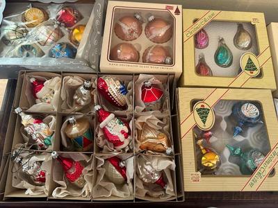 Collection of Vintage Glass & Plastic Christmas Ornaments