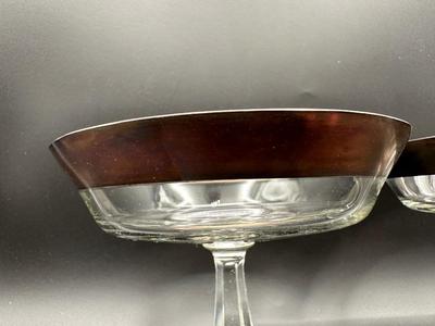 Pair of Vintage Glass Compotes with Silverplate Rims