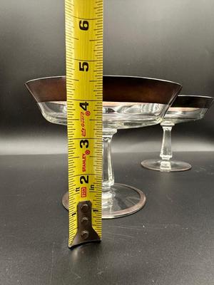 Pair of Vintage Glass Compotes with Silverplate Rims