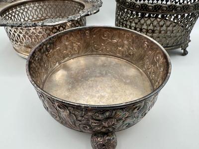 Set of 3 Vintage Silver-Plated Wine Coasters