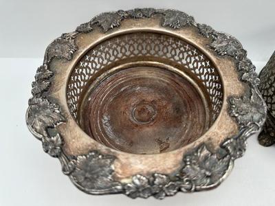 Set of 3 Vintage Silver-Plated Wine Coasters