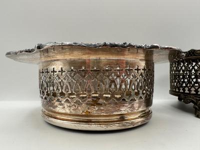 Set of 3 Vintage Silver-Plated Wine Coasters