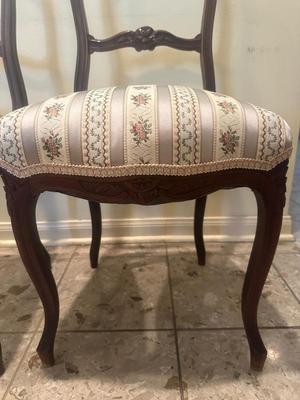 Pair of Vintage Carved Balloon Back Side Chairs