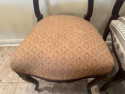 Pair of Vintage Carved Balloon Back Side Chairs