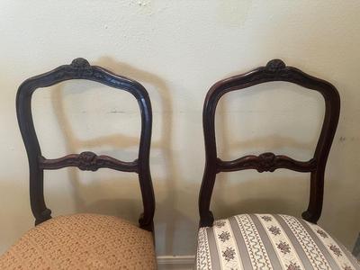 Pair of Vintage Carved Balloon Back Side Chairs
