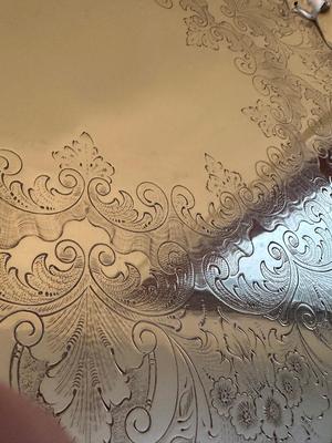 Ornate Silver-Plated Serving Tray with Handles