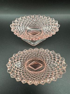 Pair of Vintage Pink Glass Footed Salt Dish