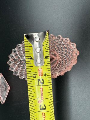 Pair of Vintage Pink Glass Footed Salt Dish