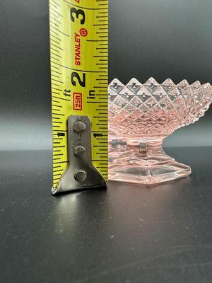 Pair of Vintage Pink Glass Footed Salt Dish
