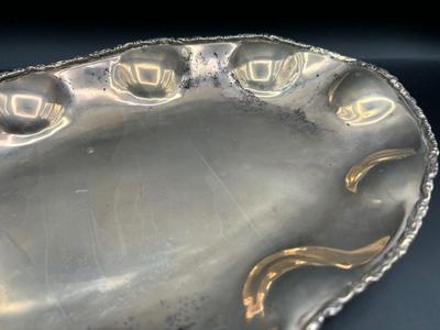 Mexican Sterling Silver Oval Serving Dish, Scalloped Edge