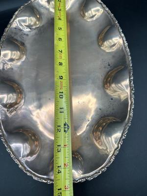Mexican Sterling Silver Oval Serving Dish, Scalloped Edge