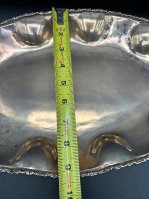 Mexican Sterling Silver Oval Serving Dish, Scalloped Edge