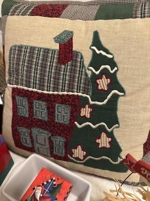 Assorted Christmas Decor & Red Tree Skirt (B1)