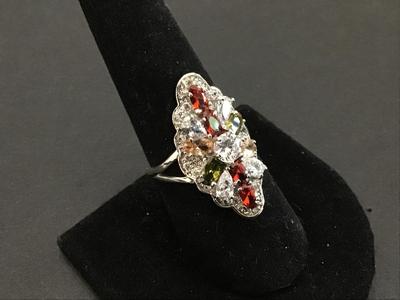 Mix Morganite Gem Classic Ring Silver Tone