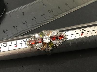 Mix Morganite Gem Classic Ring Silver Tone