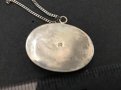 Large Onyx Pendant and Chain 925 Tested