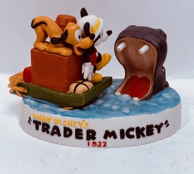 Bisque Porcelain Disney figurine TRADER MICKEY with PLUTO & HIPPO rare low LE #341/15000