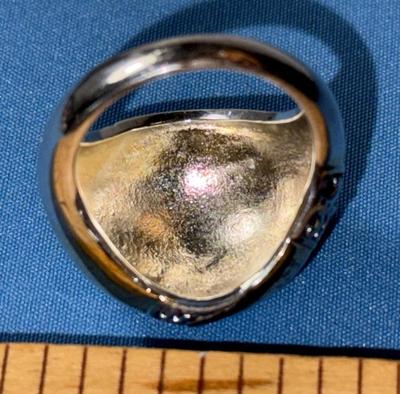 Designer 2-Tone .925 Sterling Silver Octopus Dome Ring Size-9 13.3 Grams in VG Preowned Condition.