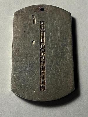 Vintage UNTIL DEATH INC Sterling Silver Skull Dog Tag 23.2 Dwt/1.15 Ounces in Good Preowned Condition. Needs a Silver Loop or Bail.