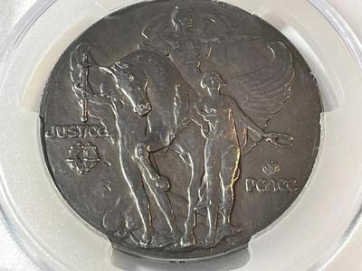 PCGS Certified 1919 AR Medal Johnson-33 Peace of Versailles Silver Medal #58/113 Made Population-1