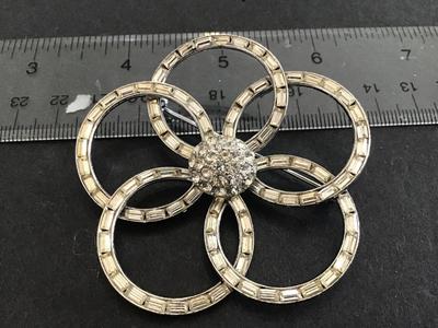 Bogoff Signed Large Rhinestone Brooch Vintage