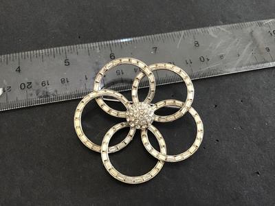 Bogoff Signed Large Rhinestone Brooch Vintage