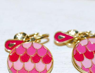 Reds & Pinks Overlaps and Teardrop Earrings (1¼") with a Snap-On Clasp