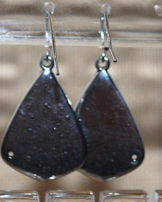 Acrylic Blues and White Dangle Triangles Earrings Set (1") on a Wire Hook Style Clasp