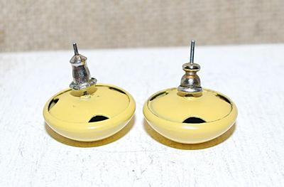 Mustard Yellow Round Metal Earrings (¾" Circ.) with a Stud Clasp