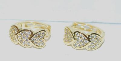 3 Glittery Hearts Earrings (¾" x ¼") with French Style Clasp