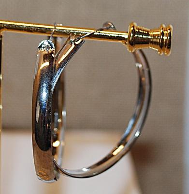 VINTAGE 1950-1960's Swag Silver Colored Earrings (1½" Diam.) with a Huggie Clasp