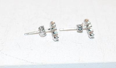 Set of 5 Clear Round Stones Earrings (¾") on a Slight Curve with a Stud Style Clasp