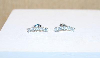 Set of 5 Clear Round Stones Earrings (¾") on a Slight Curve with a Stud Style Clasp