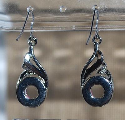 Round IRIDESCENT Dangle EARRINGS (¾" L) with Vertical Stoned Flair and Wire Hook Clasp