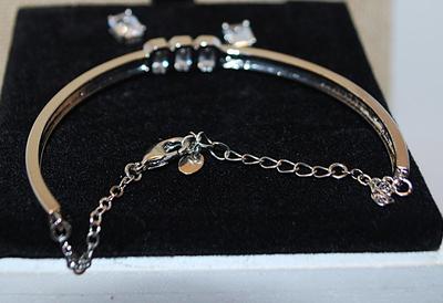 "Jones of New York" Half Infinity Bracelet (3" Circ.) with Lobster Clasp & Rectangle Emerald Cut Earrings with Stud...