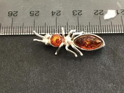 Amber Ant Brooch Vintage