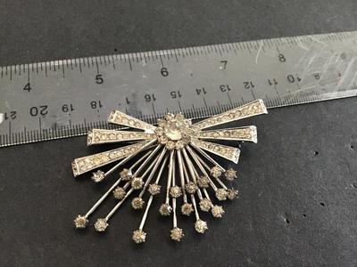 Marked Art Deco Rhinestone Brooch