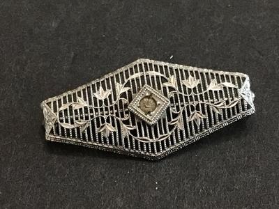 Art Deco Silver Filagree Brooch