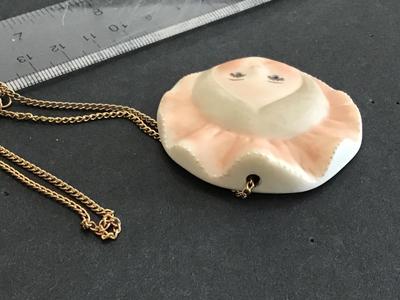 Unique Porcelain Face Necklace Vintage