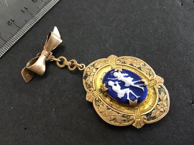 Antique Pat Pending Victorian Locket Blue Stone type