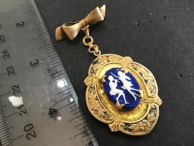 Antique Pat Pending Victorian Locket Blue Stone type