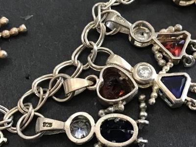 9 Silver 925 Charms Semi Precious Silver 925 Bracelet