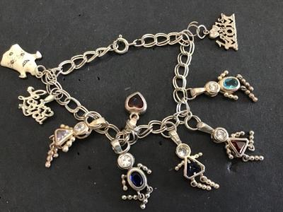 9 Silver 925 Charms Semi Precious Silver 925 Bracelet