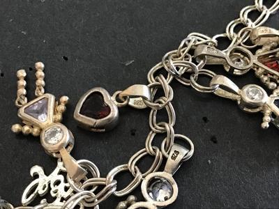 9 Silver 925 Charms Semi Precious Silver 925 Bracelet