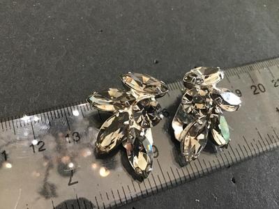 Smokey Rhinestone Clip on Earrings. Excellent