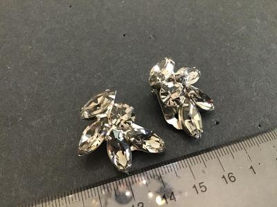 Smokey Rhinestone Clip on Earrings. Excellent