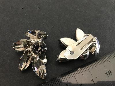 Smokey Rhinestone Clip on Earrings. Excellent