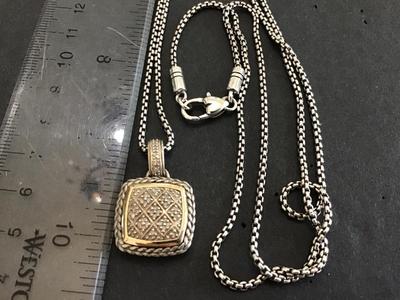 Sterling And 14 k Moissanite Pave Pendant