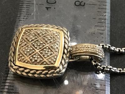 Sterling And 14 k Moissanite Pave Pendant
